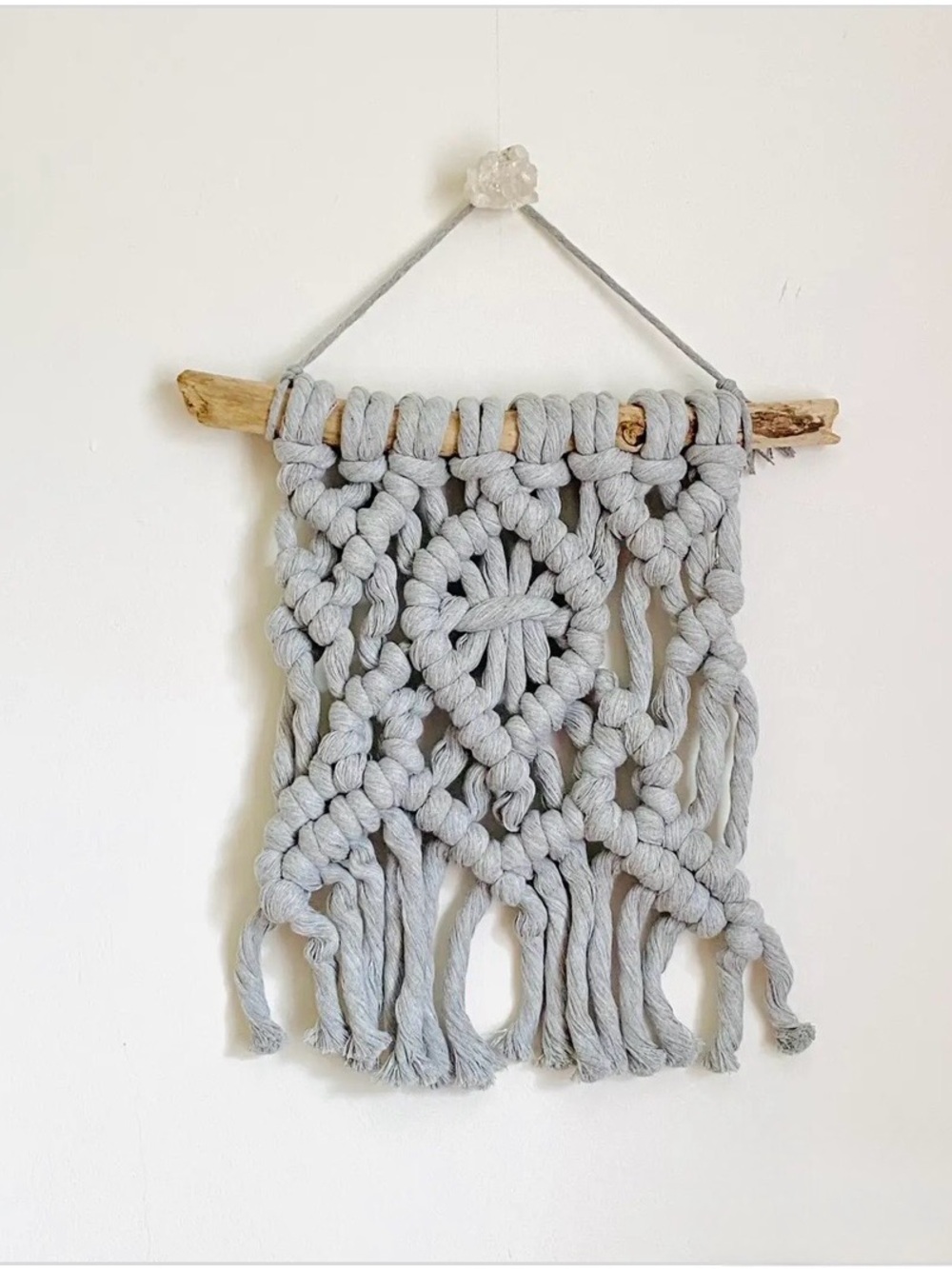 Handmade Macramé Wall Hanging in Light Gray by